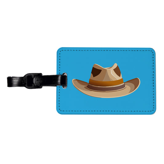 Cowgirl Hat Tan Western Country Travel Faux Leather Luggage Tag
