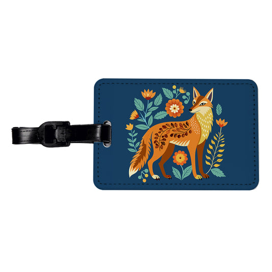 Coyote Pretty Floral Flowers Travel Faux Leather Luggage Tag
