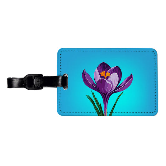 Crocus Flower Purple Watercolor Travel Faux Leather Luggage Tag