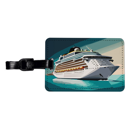 Cruise Ship Cruising Ocean Trip Vacation Bon Voyage Travel Faux Leather Luggage Tag