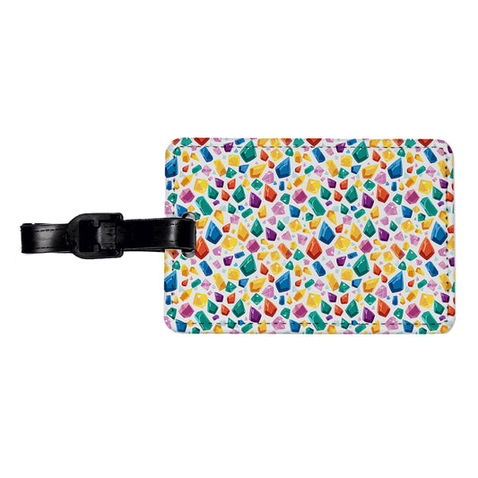 Crystals Gems Gemstones Colorful Pattern Travel Faux Leather Luggage Tag