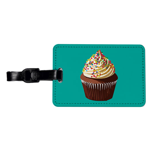 Cupcake with Sprinkles Birthday Celebration Travel Faux Leather Luggage Tag