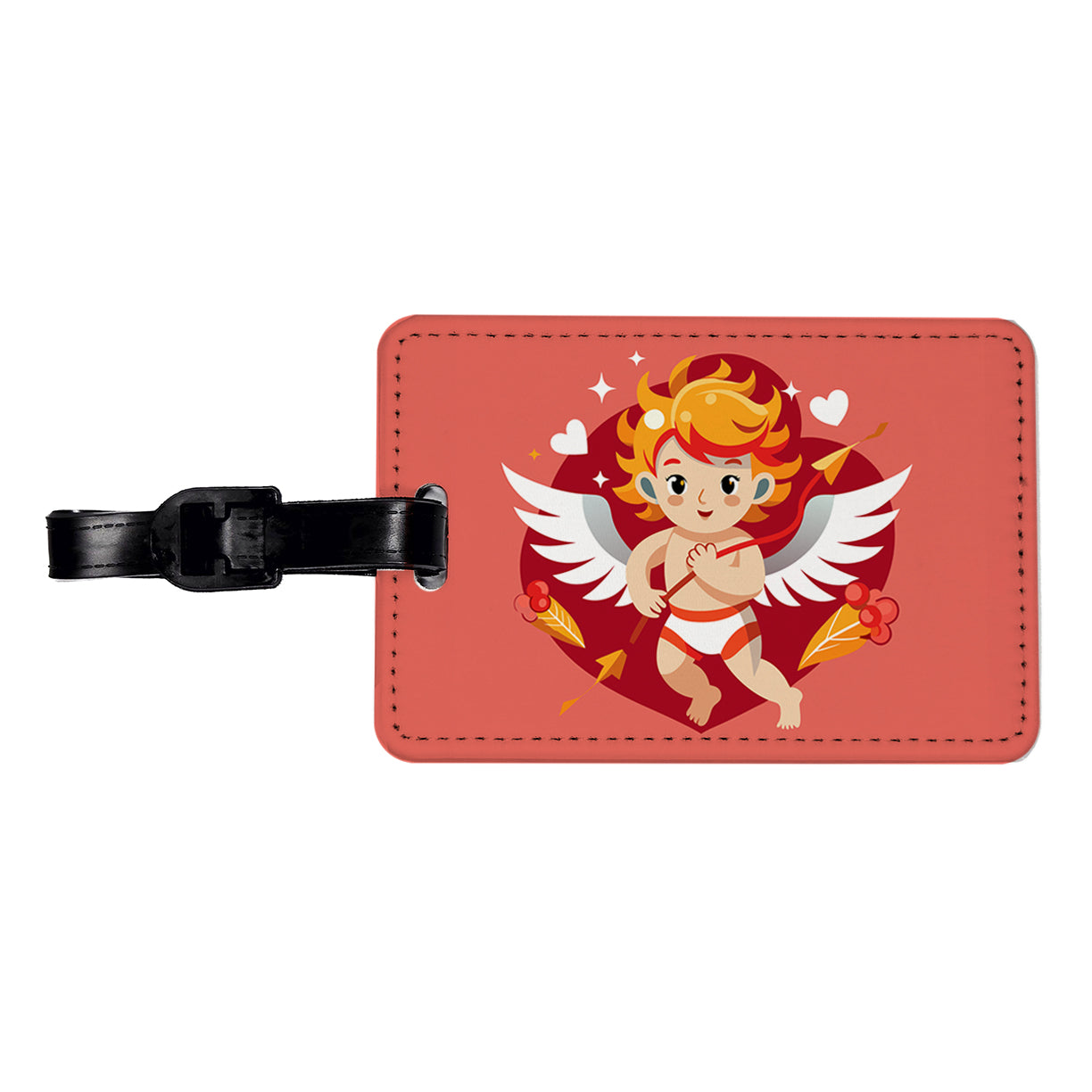 Cupid Cherub with Arrow Valentines Day Travel Faux Leather Luggage Tag