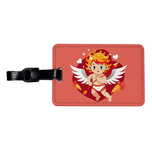 Cupid Cherub with Arrow Valentines Day Travel Faux Leather Luggage Tag