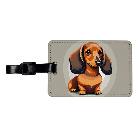 Dachshund Dog Cute Travel Faux Leather Luggage Tag