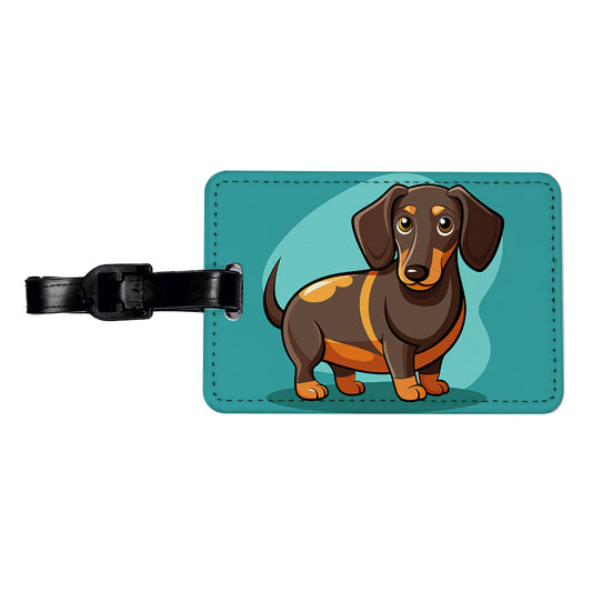 Dachshund Dog Profile Travel Faux Leather Luggage Tag