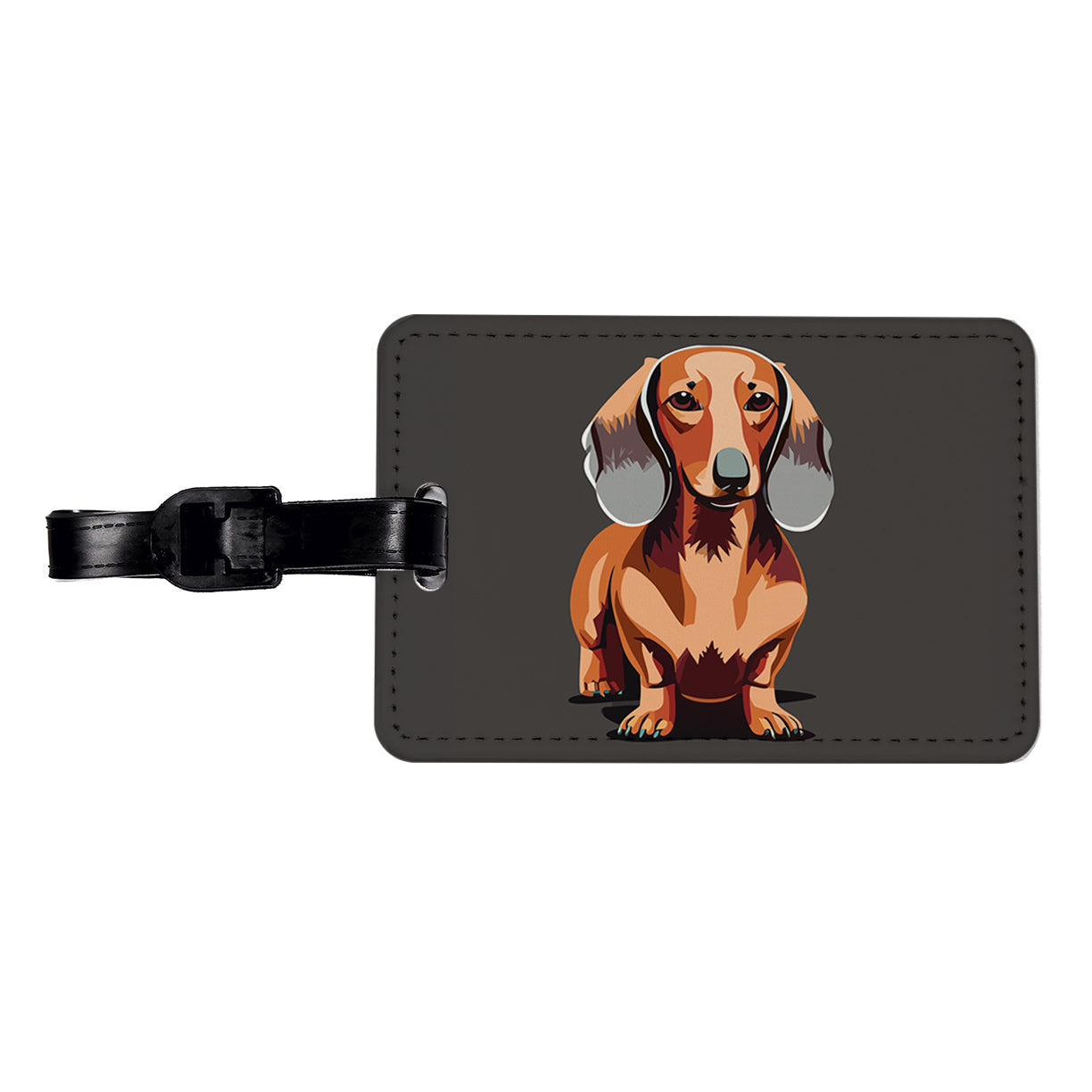 Dachshund Dog Standing Travel Faux Leather Luggage Tag