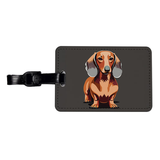 Dachshund Dog Standing Travel Faux Leather Luggage Tag