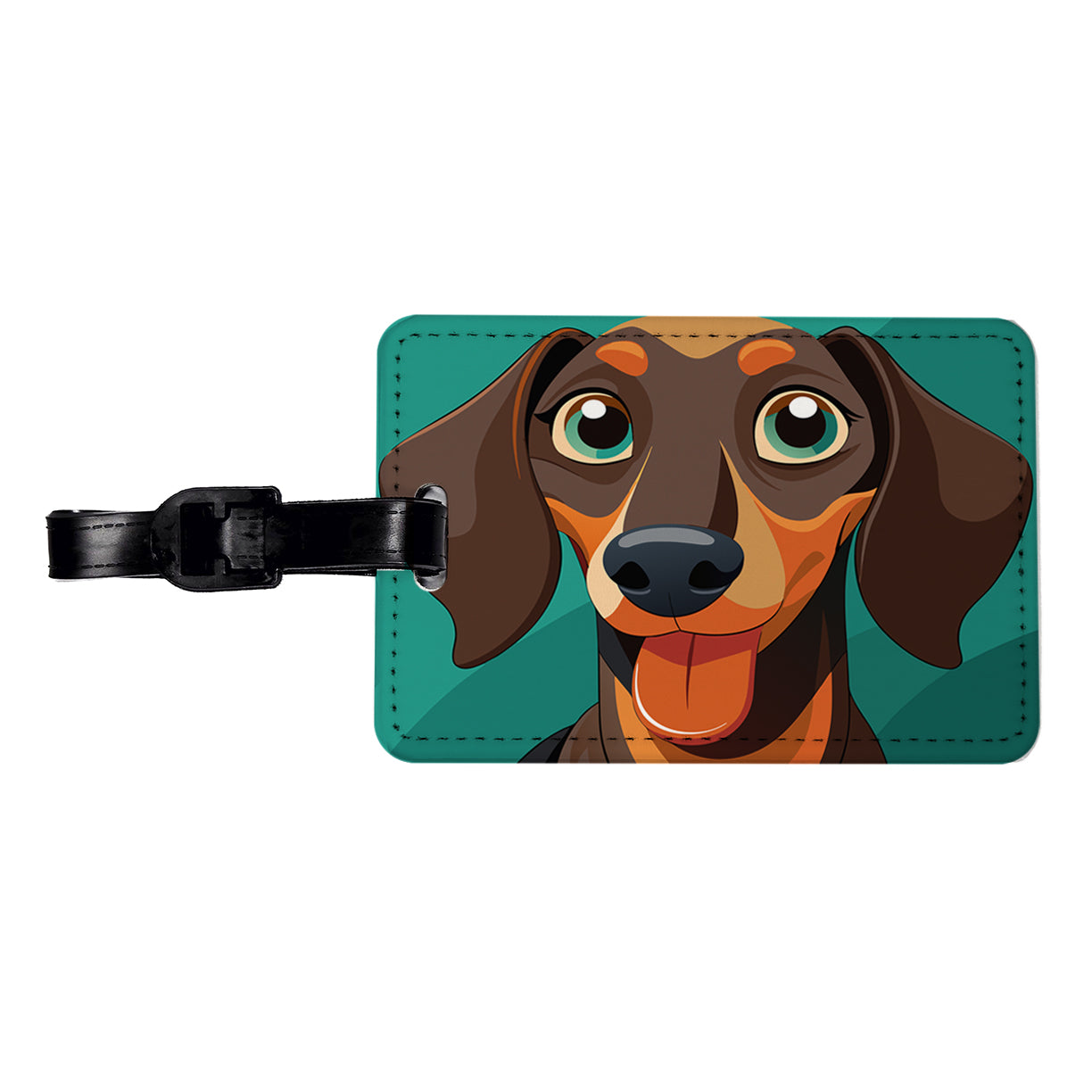 Dachshund Dog Sticking Out Tongue Funny Travel Faux Leather Luggage Tag
