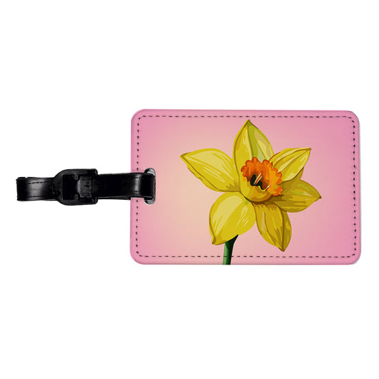 Daffodil Watercolor Yellow Travel Faux Leather Luggage Tag