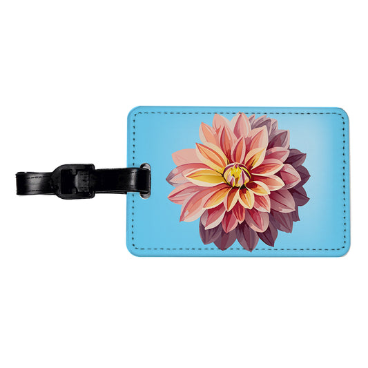 Dahlia Flower Watercolor Travel Faux Leather Luggage Tag