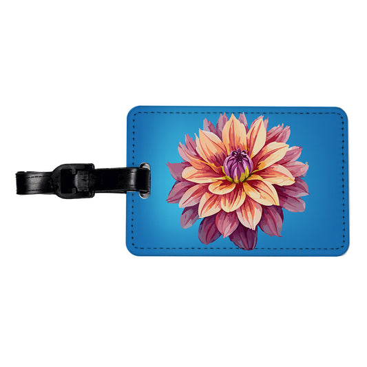 Dahlia Flower Travel Faux Leather Luggage Tag