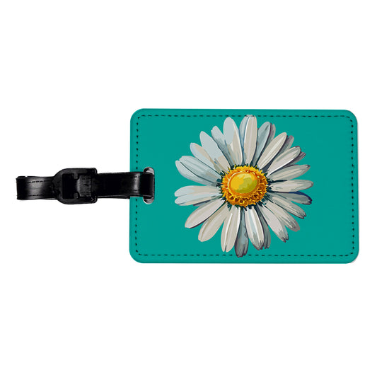 Daisy Daisies Flower White Travel Faux Leather Luggage Tag