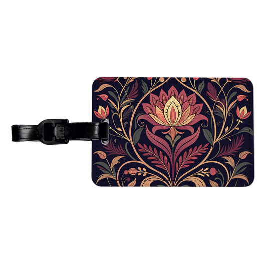 Dark Floral Art Nouveau Flowers Elegant Travel Faux Leather Luggage Tag