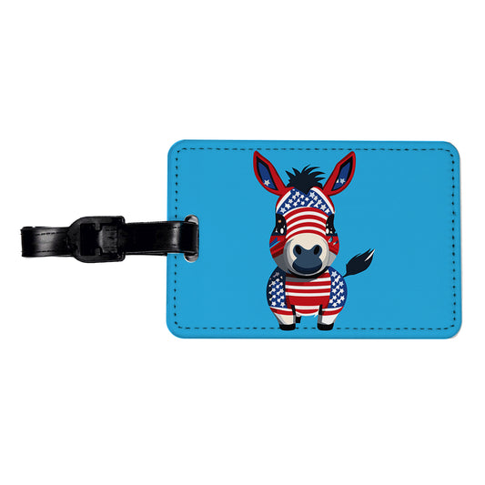 Democrat Donkey Patriotic Liberal Vote Cute Travel Faux Leather Luggage Tag