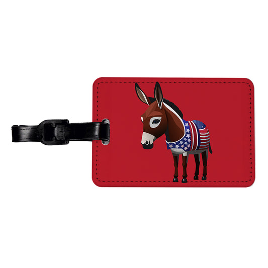 Democrat Donkey Patriotic Liberal Vote Travel Faux Leather Luggage Tag