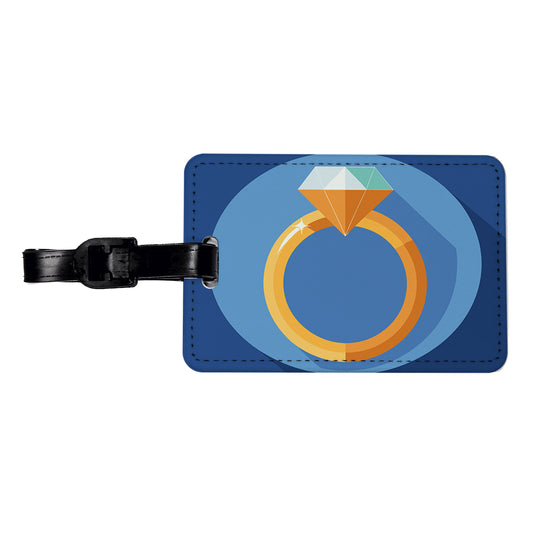 Diamond Ring Wedding Marriage Engagement Travel Faux Leather Luggage Tag