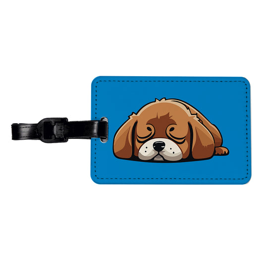 Dog Puppy Napping Sleeping Cute Travel Faux Leather Luggage Tag
