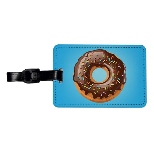 Donut Chocolate Sprinkles Travel Faux Leather Luggage Tag