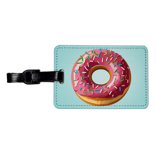 Donut Pink Sprinkles Travel Faux Leather Luggage Tag