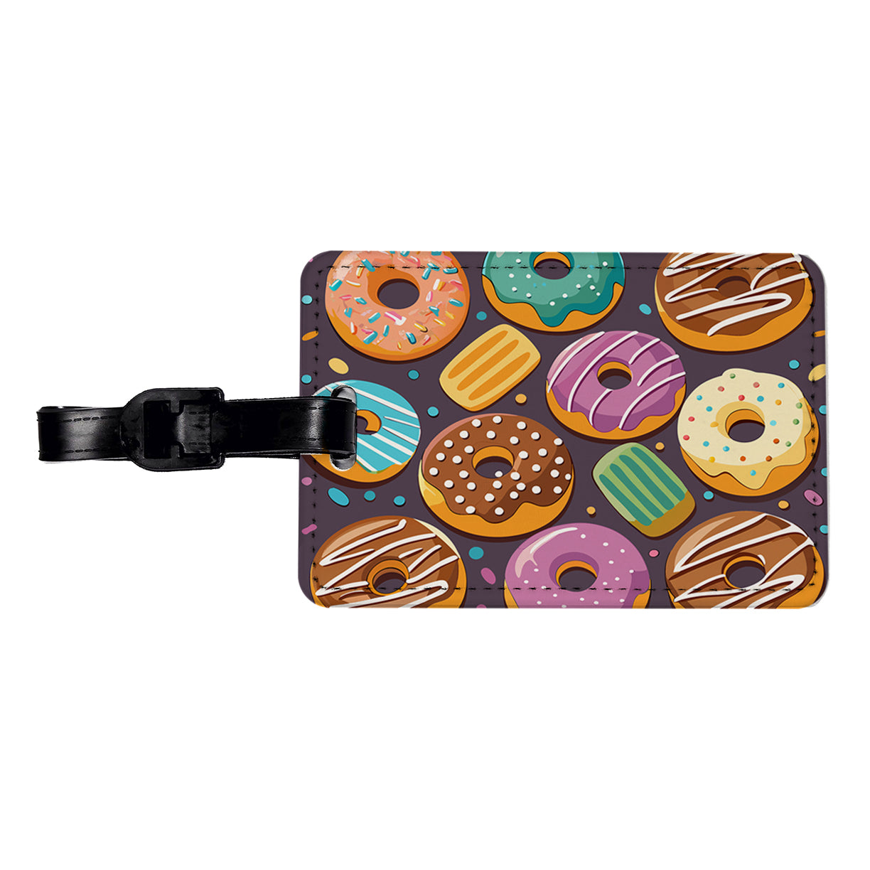 Donuts Scattered Travel Faux Leather Luggage Tag
