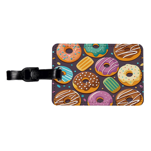 Donuts Scattered Travel Faux Leather Luggage Tag