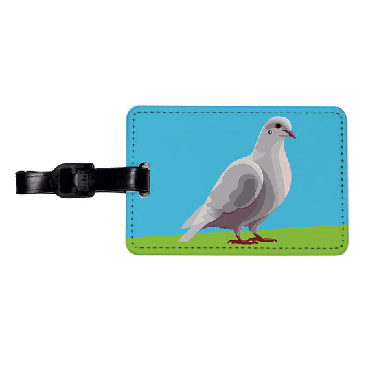 Dove Standing White Travel Faux Leather Luggage Tag