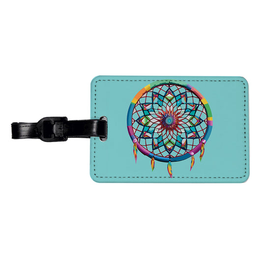 Dream Catcher Colorful Feathers Travel Faux Leather Luggage Tag