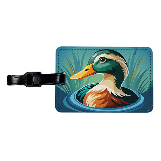 Duck in Water Elegant Travel Faux Leather Luggage Tag