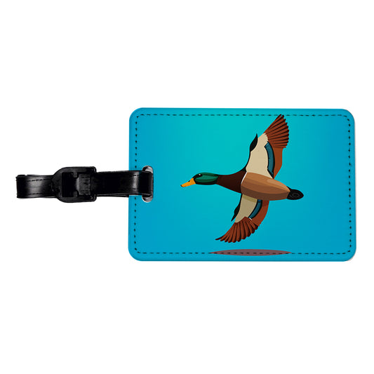 Duck Mallard Flying Hunting Travel Faux Leather Luggage Tag