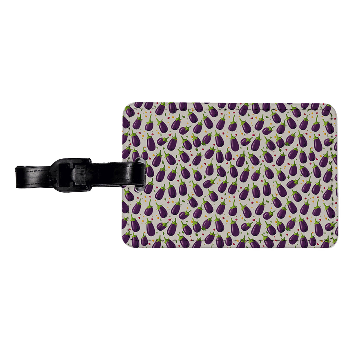 Eggplants Egg Plants Vegetables Scattered Pattern Travel Faux Leather Luggage Tag