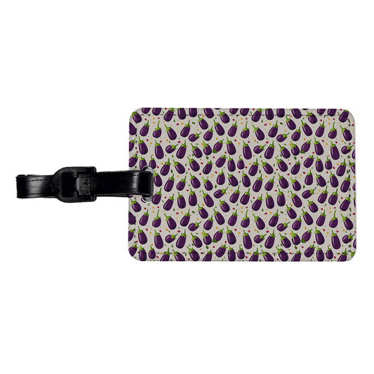 Eggplants Egg Plants Vegetables Scattered Pattern Travel Faux Leather Luggage Tag