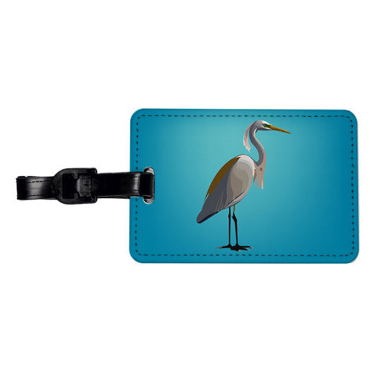 Egret Heron Bird Profile Travel Faux Leather Luggage Tag