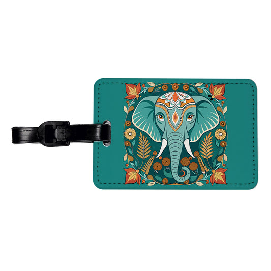 Elephant Floral Art Nouveau Flowers Elegant Travel Faux Leather Luggage Tag