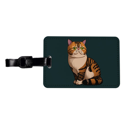 Exotic Shorthair Cat Sitting Travel Faux Leather Luggage Tag