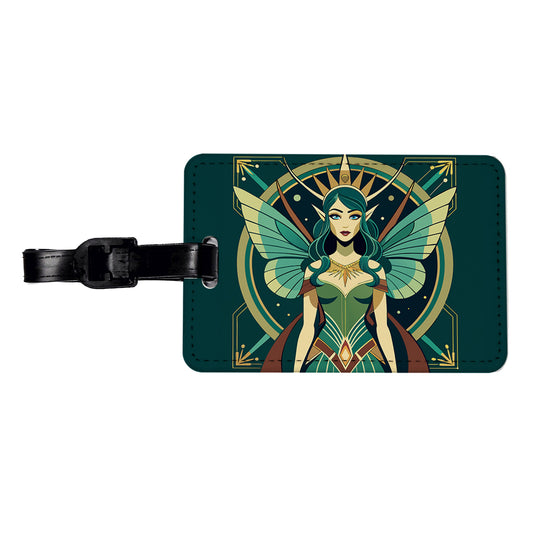 Fairy Nymph Art Deco Travel Faux Leather Luggage Tag