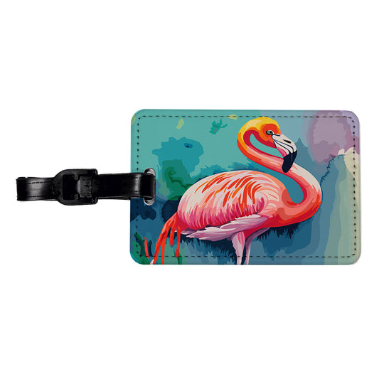 Flamingo Colorful Travel Faux Leather Luggage Tag