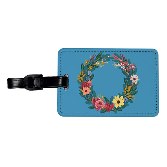 Floral Wreath Border Spring Travel Faux Leather Luggage Tag