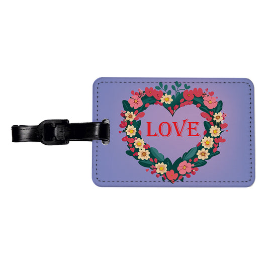 Flower Heart Love Wreath Floral Wedding Beautiful Travel Faux Leather Luggage Tag