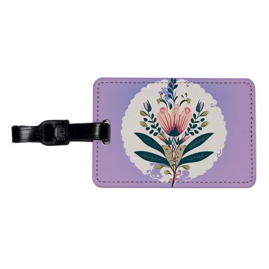 Flowers Floral Motif Bohemian Elegant Wedding Travel Faux Leather Luggage Tag