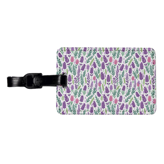 Flowers Lavender Cute Pattern Travel Faux Leather Luggage Tag
