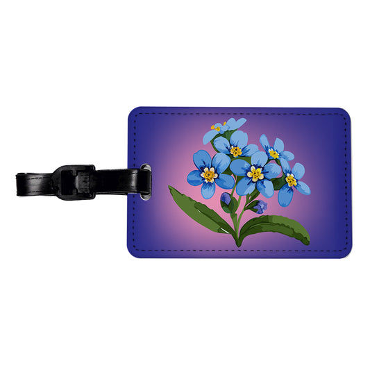Forget Me Not Flowers Blue Watercolor Travel Faux Leather Luggage Tag