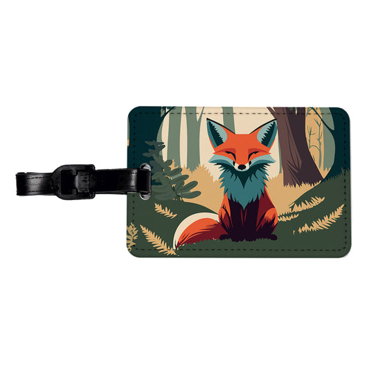Fox in Forest Woodland Wilderness Travel Faux Leather Luggage Tag