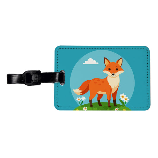Fox in Meadow Travel Faux Leather Luggage Tag