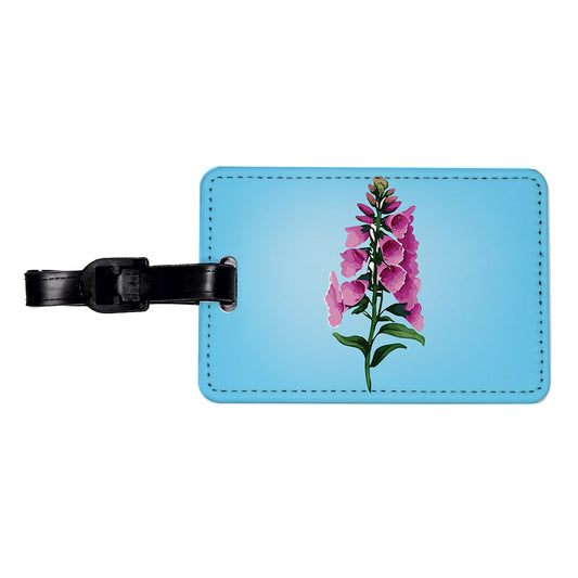 Foxglove Flowers Watercolor Travel Faux Leather Luggage Tag