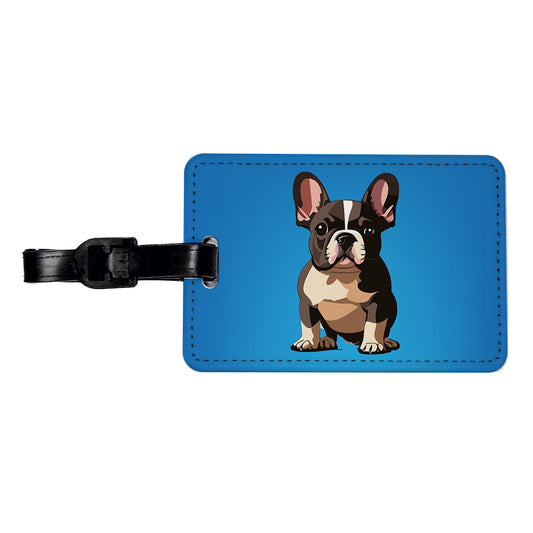 French Bulldog Dog Sitting Travel Faux Leather Luggage Tag