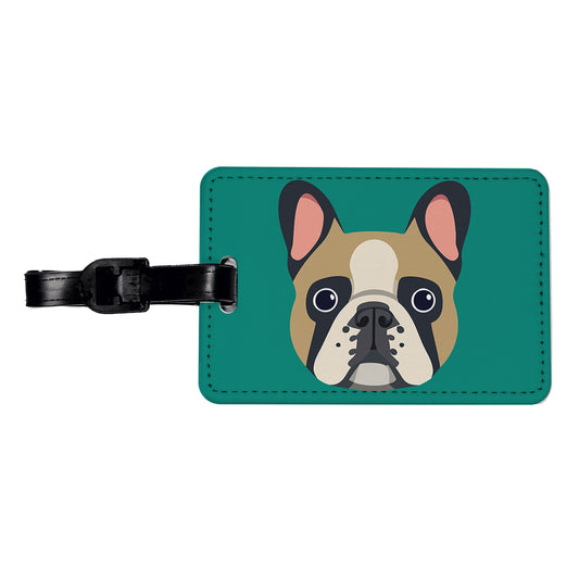 French Bulldog Face Travel Faux Leather Luggage Tag