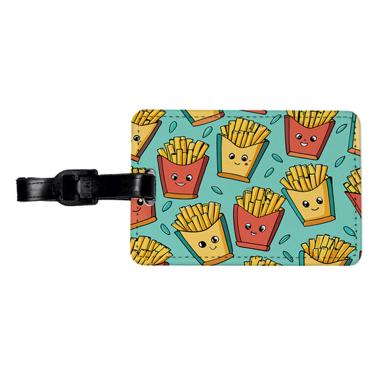 French Fries Cute Pattern Travel Faux Leather Luggage Tag