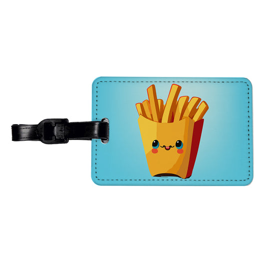 French Fries Smiling Travel Faux Leather Luggage Tag