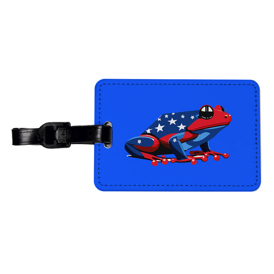 Frog Patriotic Travel Faux Leather Luggage Tag